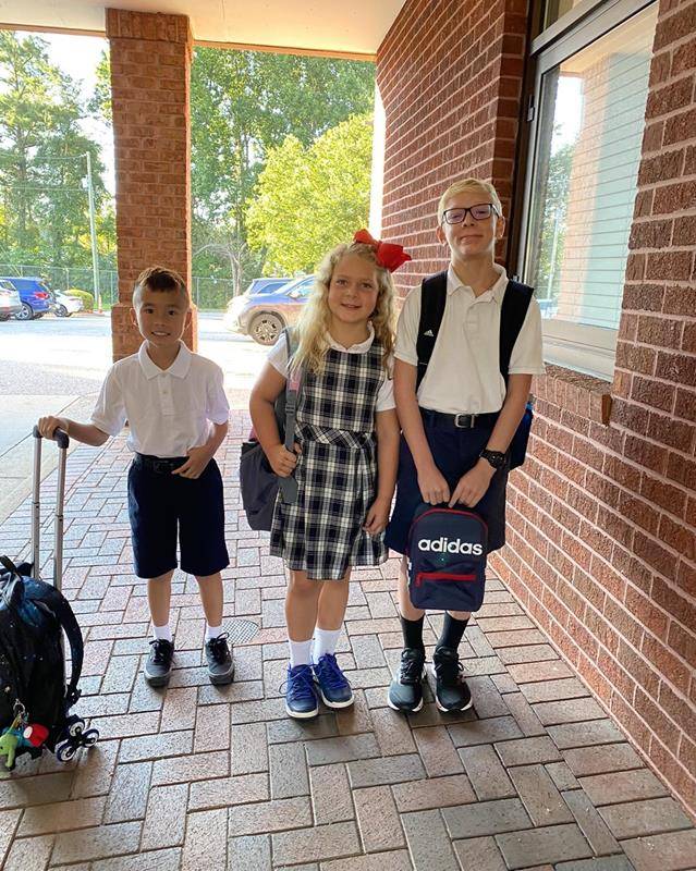 Students return to Our Lady of Mercy School.