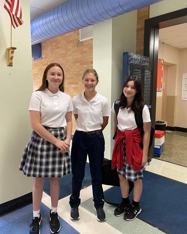 Students return to Our Lady of Mercy School.