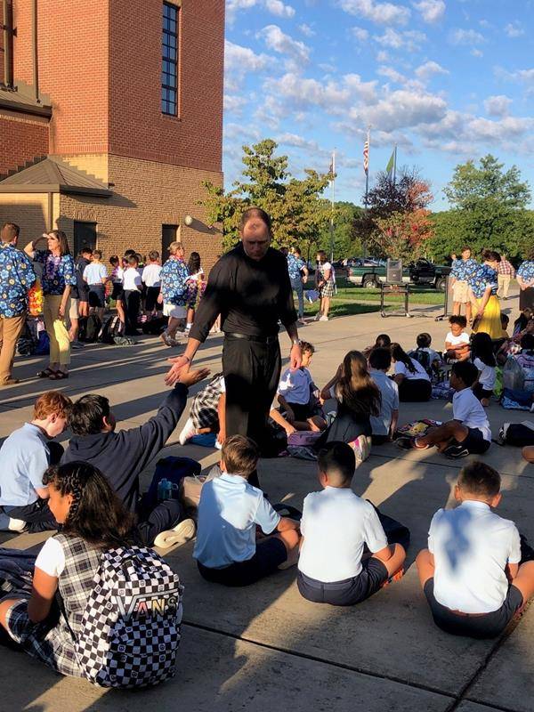 Students return to Sacred Heart School.
