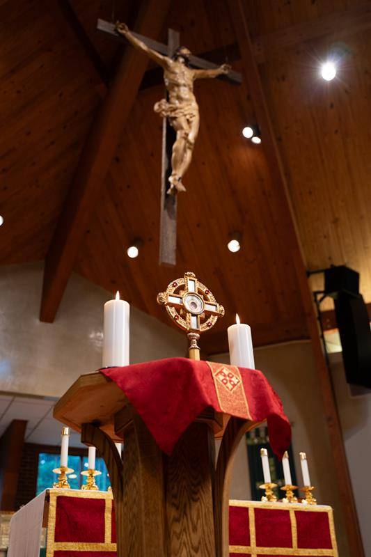 A relic of the True Cross was on display for veneration.