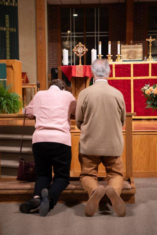 Members of the congregation had an opportunity to venerate the relic of the True Cross.
