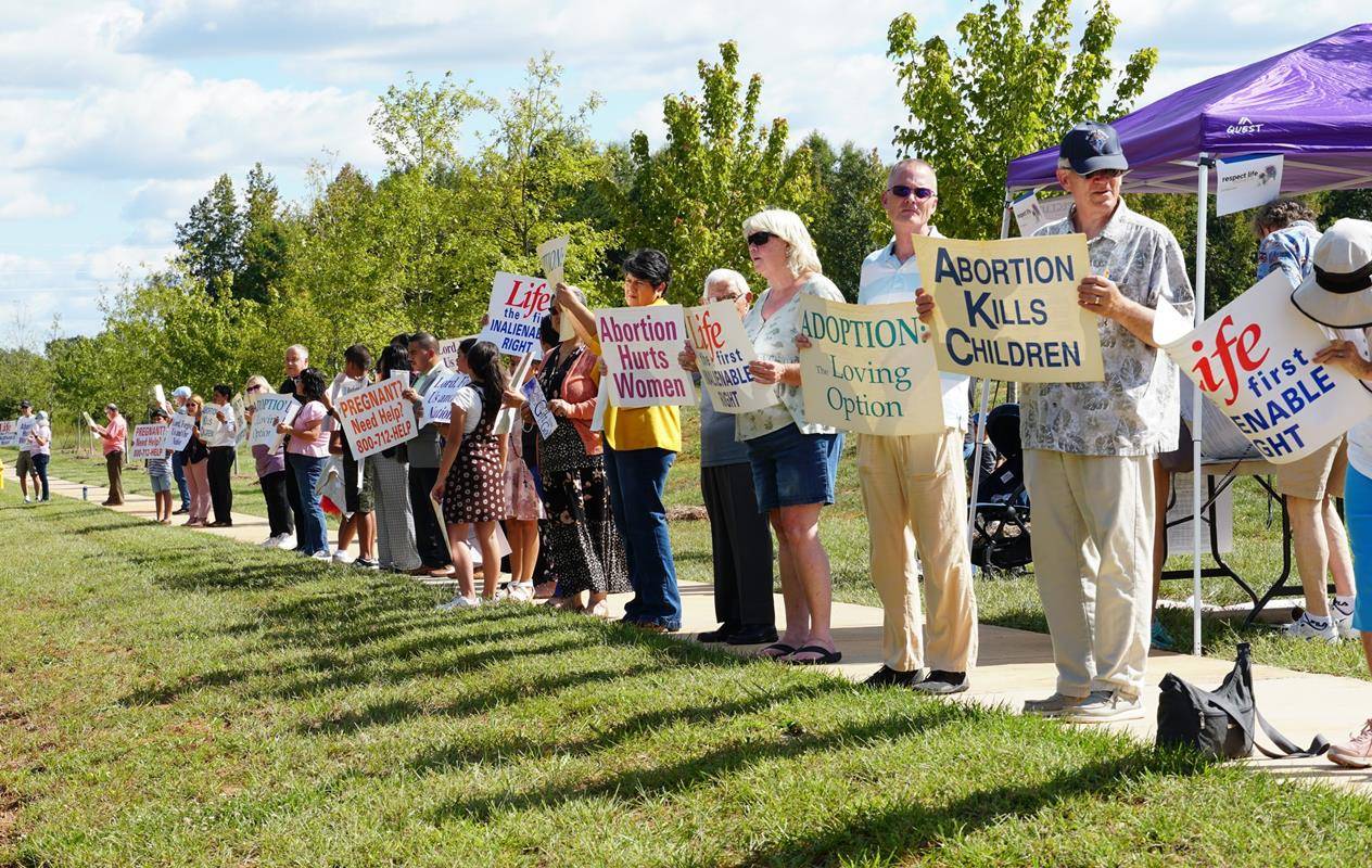 St. Luke Church parishioners gathered outside the Mint Hill church on Oct. 1 to show support for life. (Provided photos)