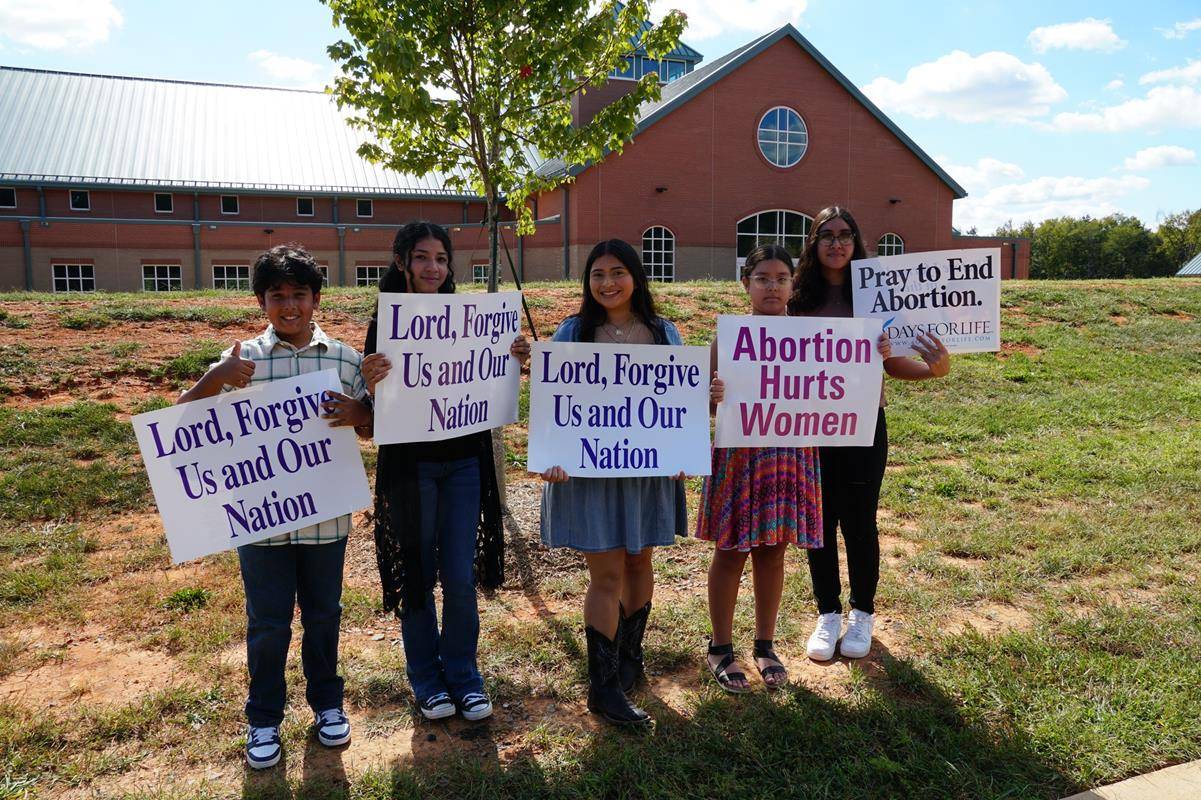 St. Luke Church parishioners gathered outside the Mint Hill church on Oct. 1 to show support for life. (Provided photos)
