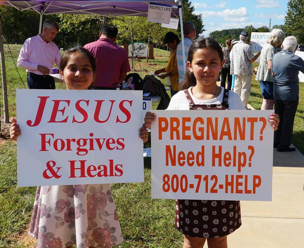 St. Luke Church parishioners gathered outside the Mint Hill church on Oct. 1 to show support for life. (Provided photos)
