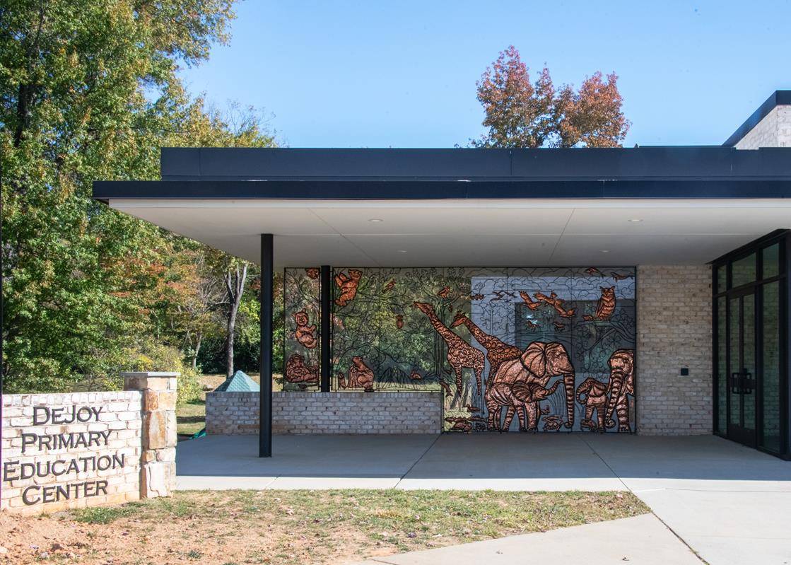 The sculpture is outside St. Pius X's lower school where the youngest students learn and play.
