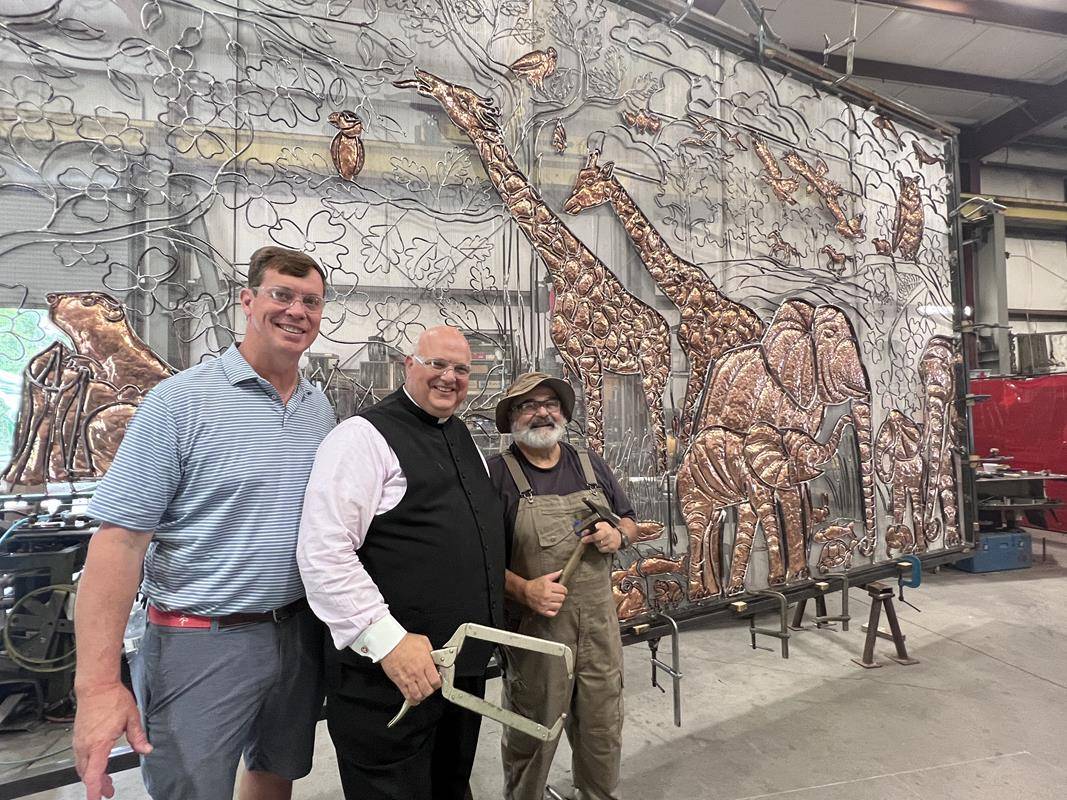 Joe Brady, Monsignor Marcaccio and artist Jim Gallucci