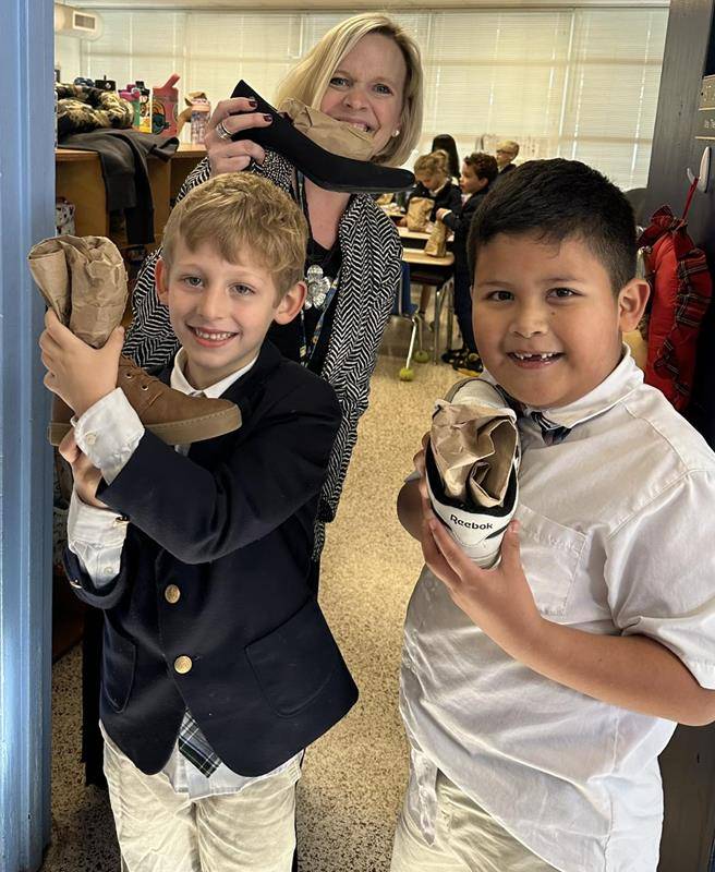 St. Nicholas left gifts for students and teachers at Immaculata Catholic School in Hendersonville.