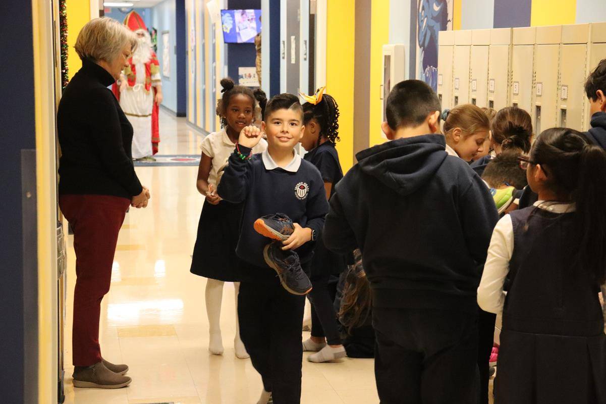 St. Nicholas came to Sacred Heart School in Salisbury on Dec. 6. In his spirit of giving, students left their shoes in the hallway for him to fill with goodies. 