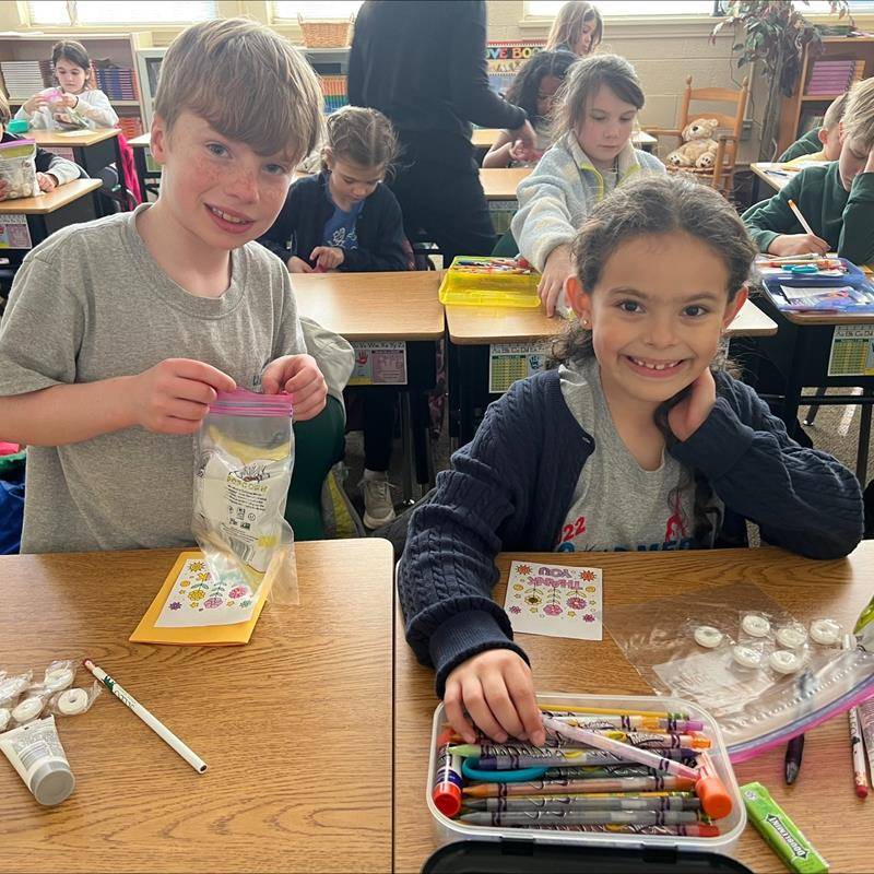St. Leo students created goodie bags for patients on the oncology floor of Brenner Children's Hospital. 