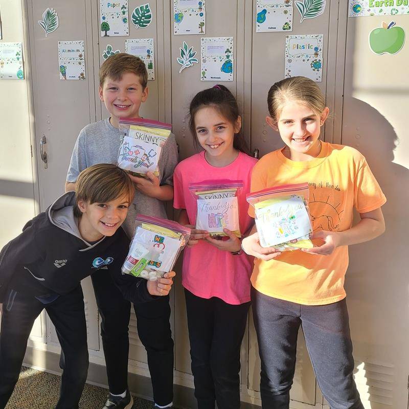 St. Leo students created goodie bags for patients on the oncology floor of Brenner Children's Hospital. 