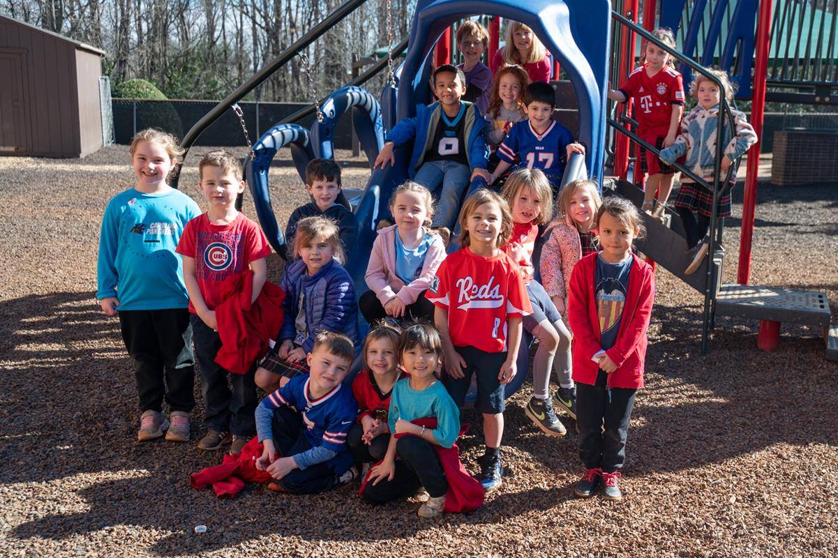 St. Matthew students celebrate Catholic Schools Week with a dress down day in sports jerseys. 