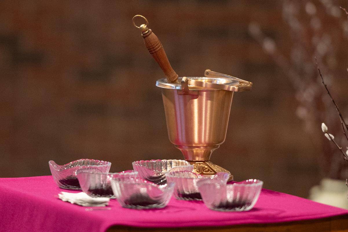 Father Victor Ameh, a priest of the Missionary Society of St. Paul of Nigeria, newly assigned to Our Lady of the Assumption in Charlotte celebrated Ash Wednesday Mass with students from Our Lady of the Assumption School. 