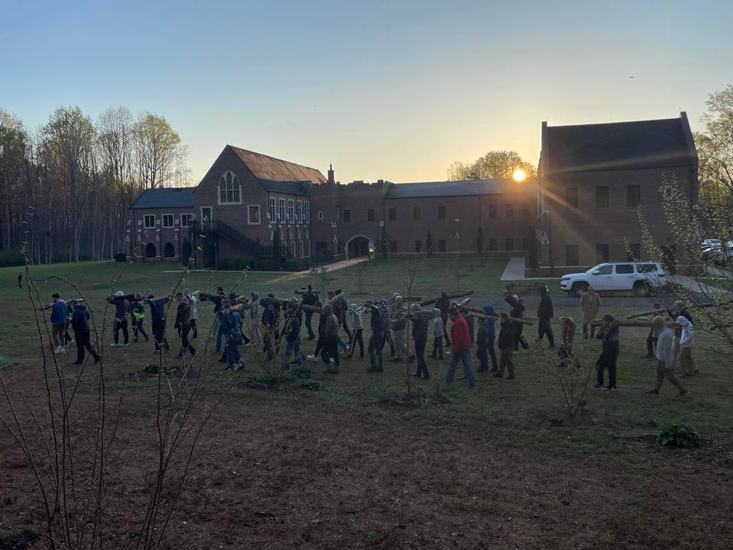 Fathers and sons “took up the cross” at St. Joseph College Seminary on Good Friday. 