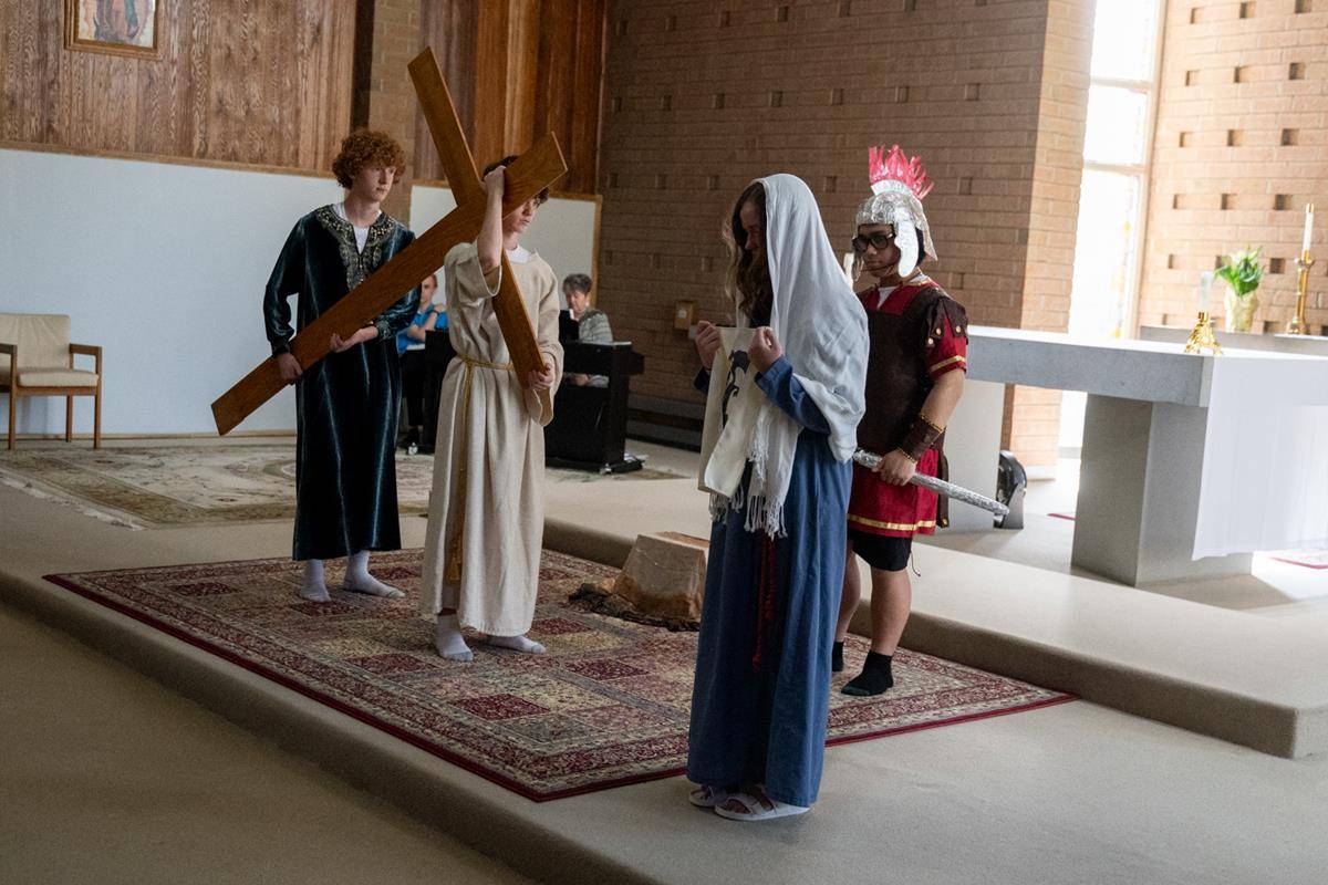 Living Stations of the Cross at Queen of the Apostles Church in Belmont.