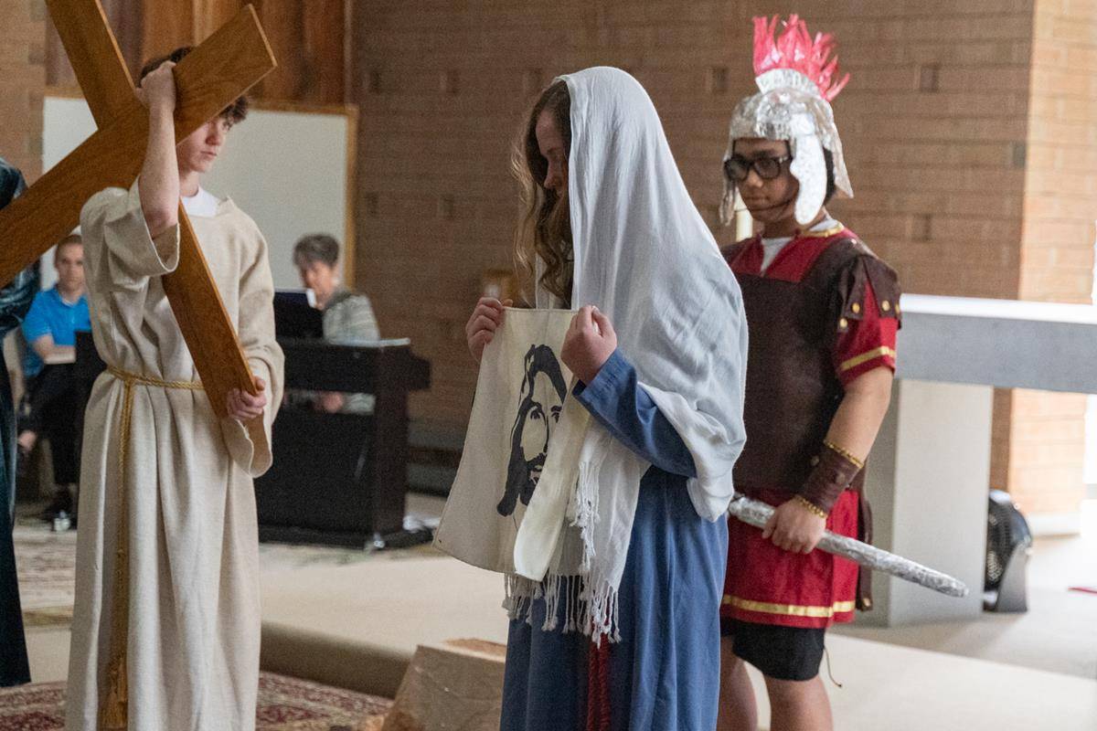 Living Stations of the Cross at Queen of the Apostles Church in Belmont.