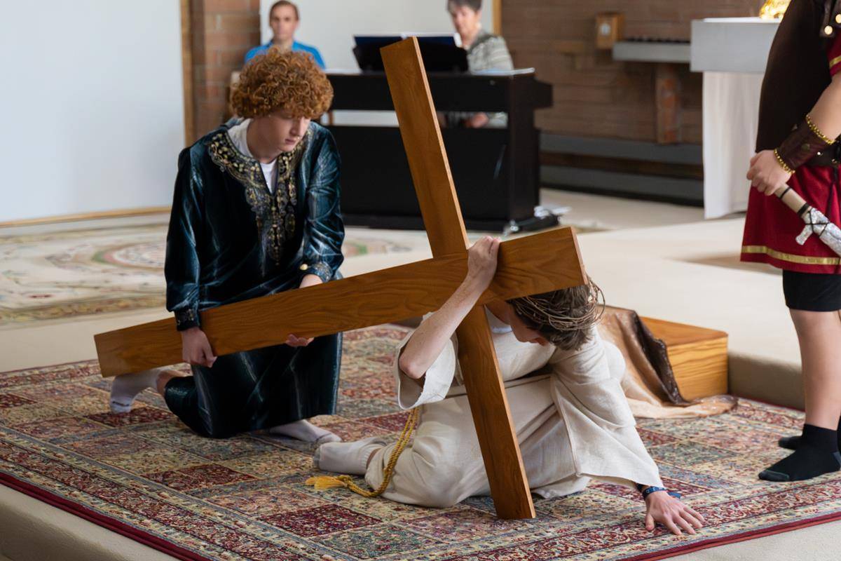 Living Stations of the Cross at Queen of the Apostles Church in Belmont.