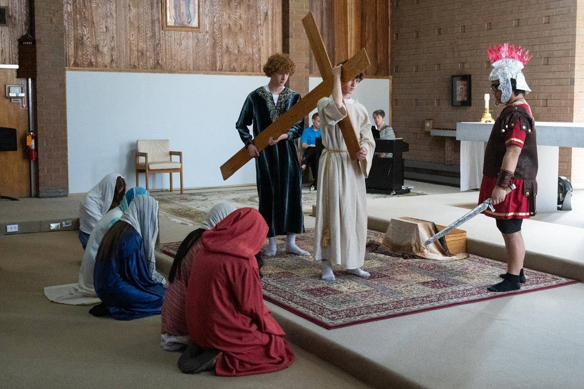 Living Stations of the Cross at Queen of the Apostles Church in Belmont.