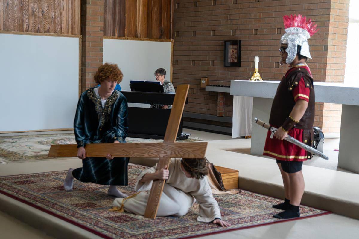 Living Stations of the Cross at Queen of the Apostles Church in Belmont.