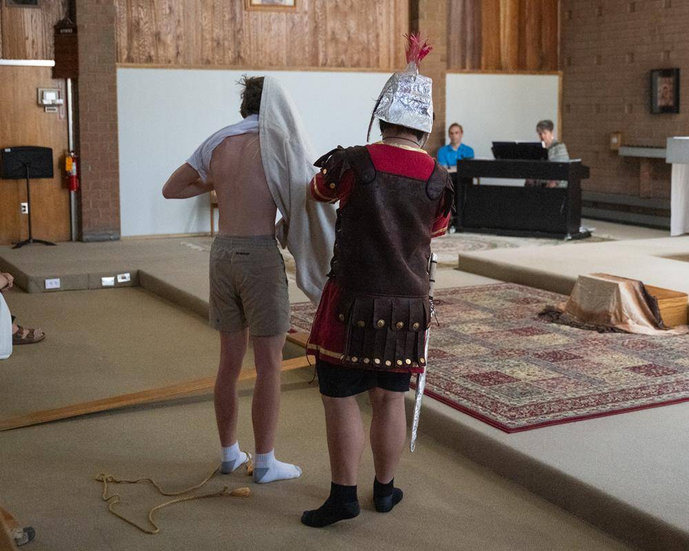 Living Stations of the Cross at Queen of the Apostles Church in Belmont.