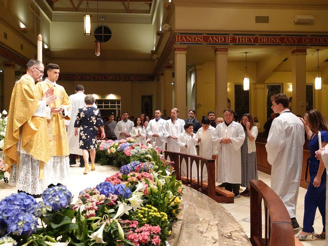 Easter Vigil at St. Mark Church in Huntersville.