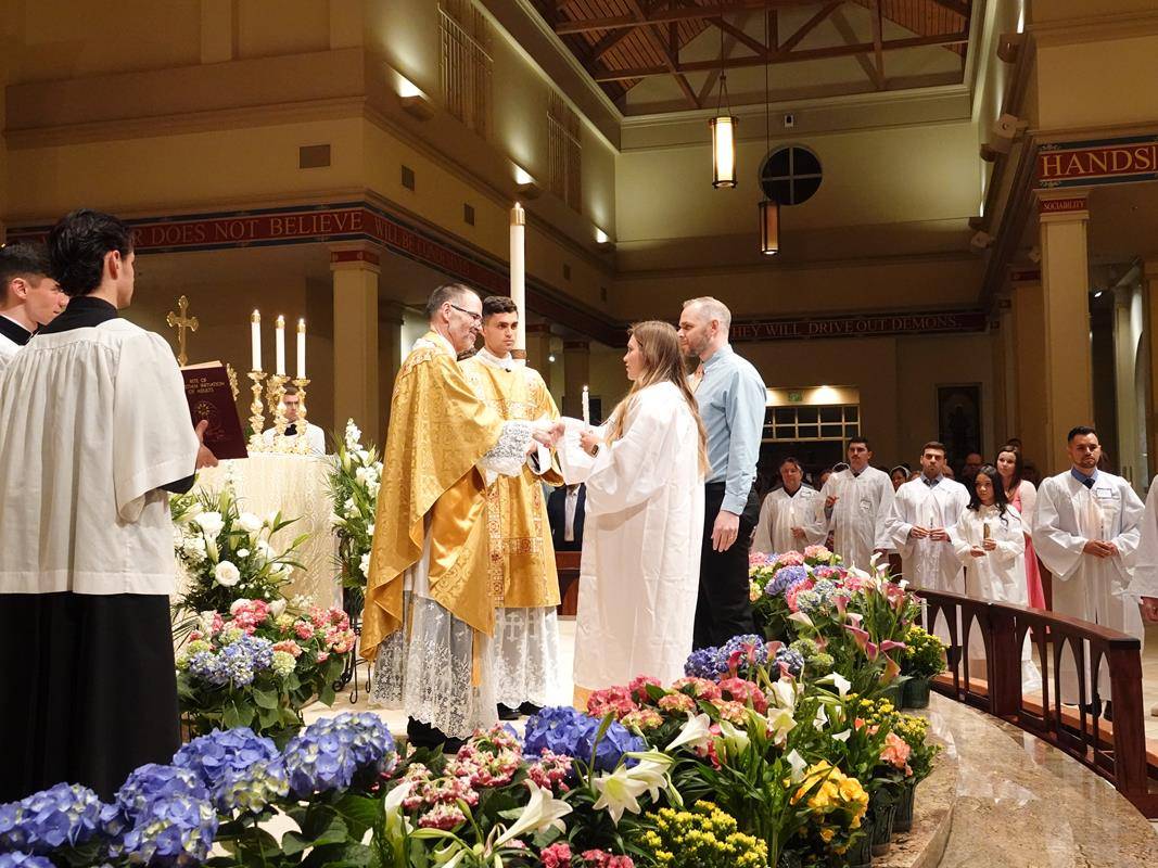 Easter Vigil at St. Mark Church in Huntersville.