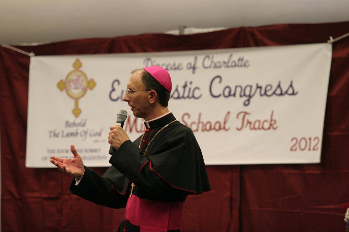 Bishop Jugis speaks during the 2012 Eucharistic Congress 