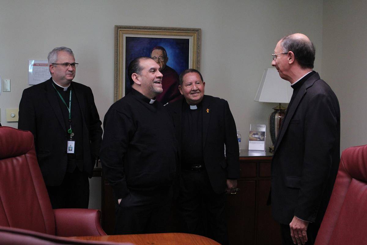 Welcoming exiled Nicaraguan priests to Charlotte in 2023.