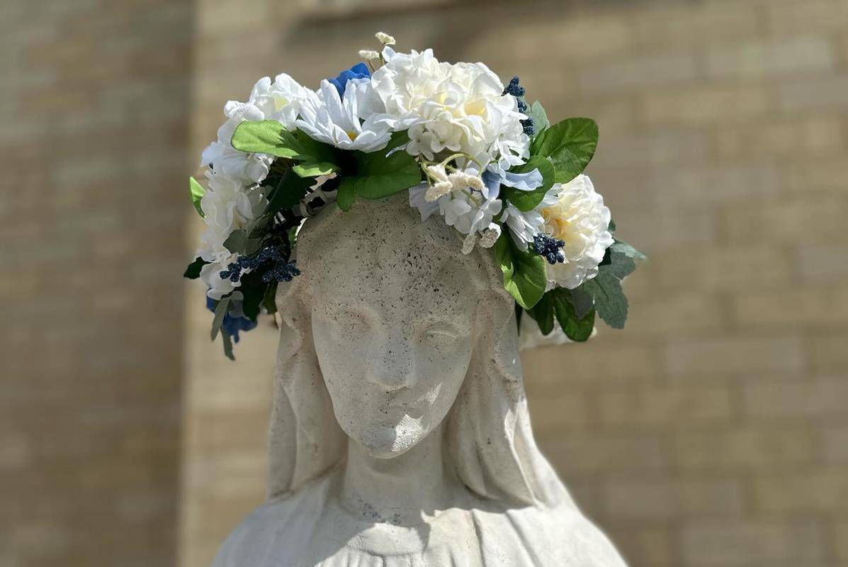 Queen of Heaven and perfect follower of Christ - Mary we crown thee with flowers and prayers. 