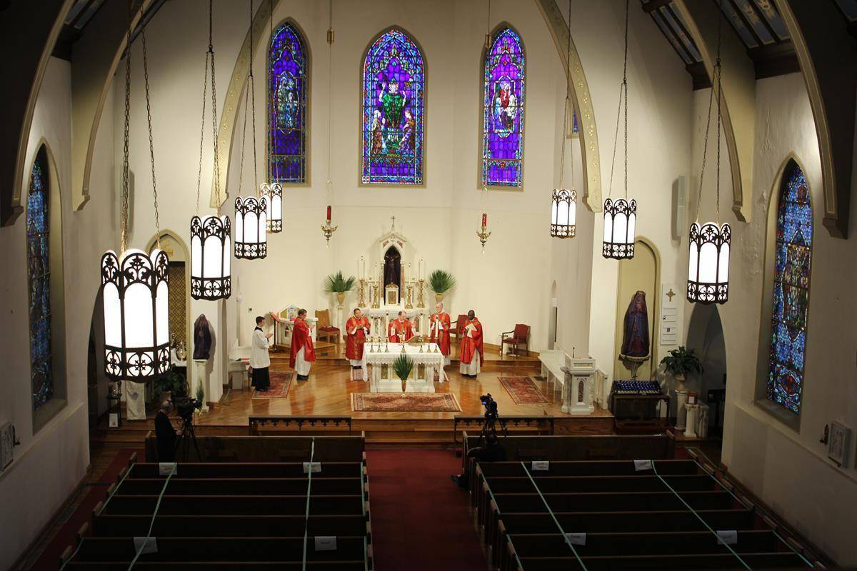 Holy Week in 2020 turned digital. Bishop Jugis livestreamed Masses celebrated in the empty St. Patrick Cathedral.