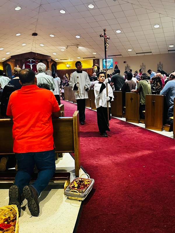 Father Nohe Torres led a Eucharistic Procession from St. Dorothy Church on Sunday.