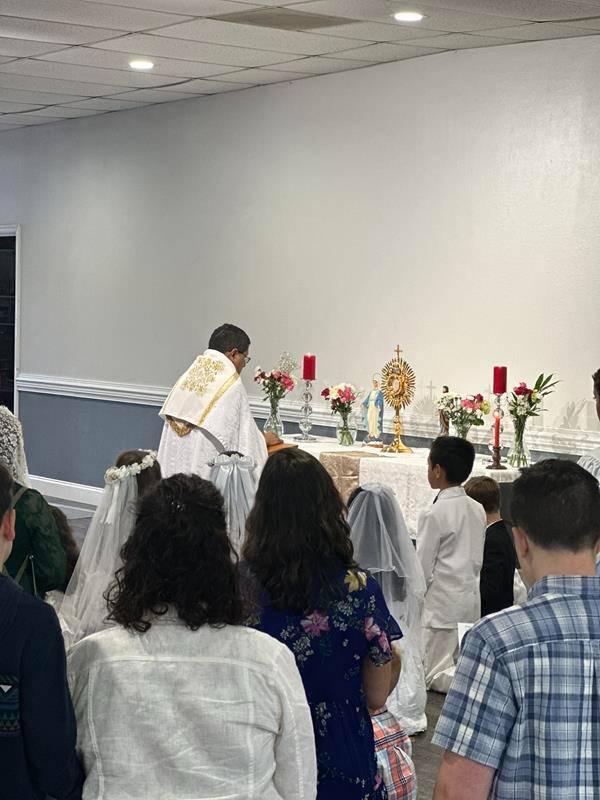Father Nohe Torres led a Eucharistic Procession from St. Dorothy Church on Sunday.