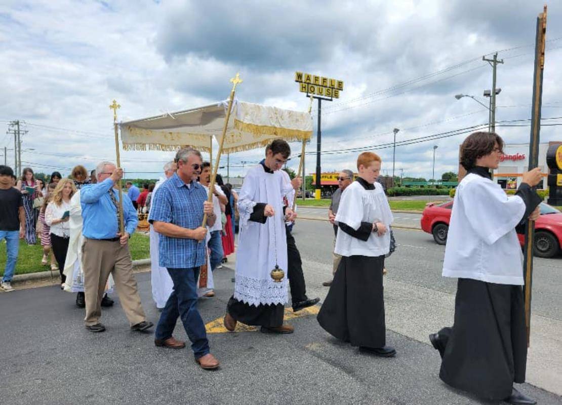 A beautiful procession in King with the Blessed Sacrament. Parishioners from Good Shepherd parish participated on June 2. 