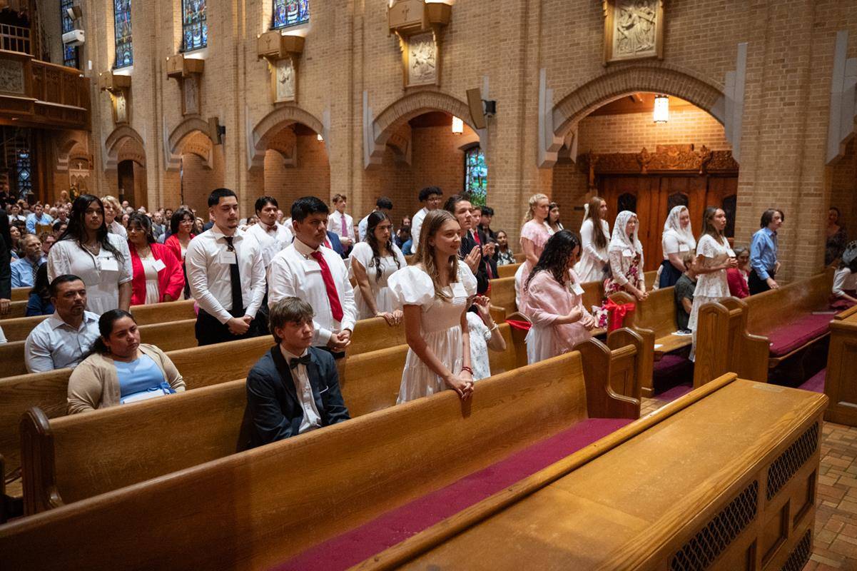 After the homily, the candidates were asked to stand and renew their baptismal promises.