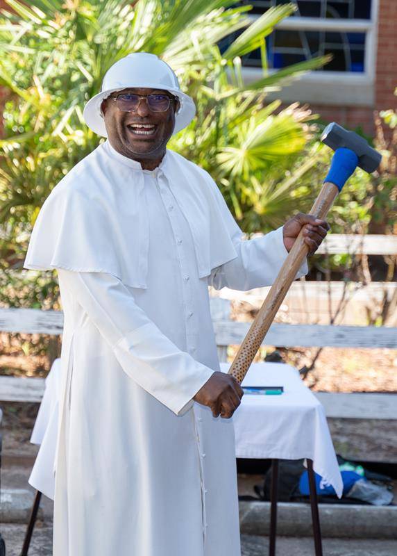 Father Basile Sede, Our Lady of Consolation pastor is ready to start construction.