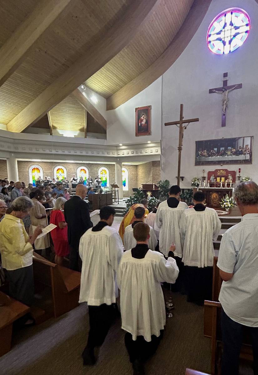 The congregation sang 