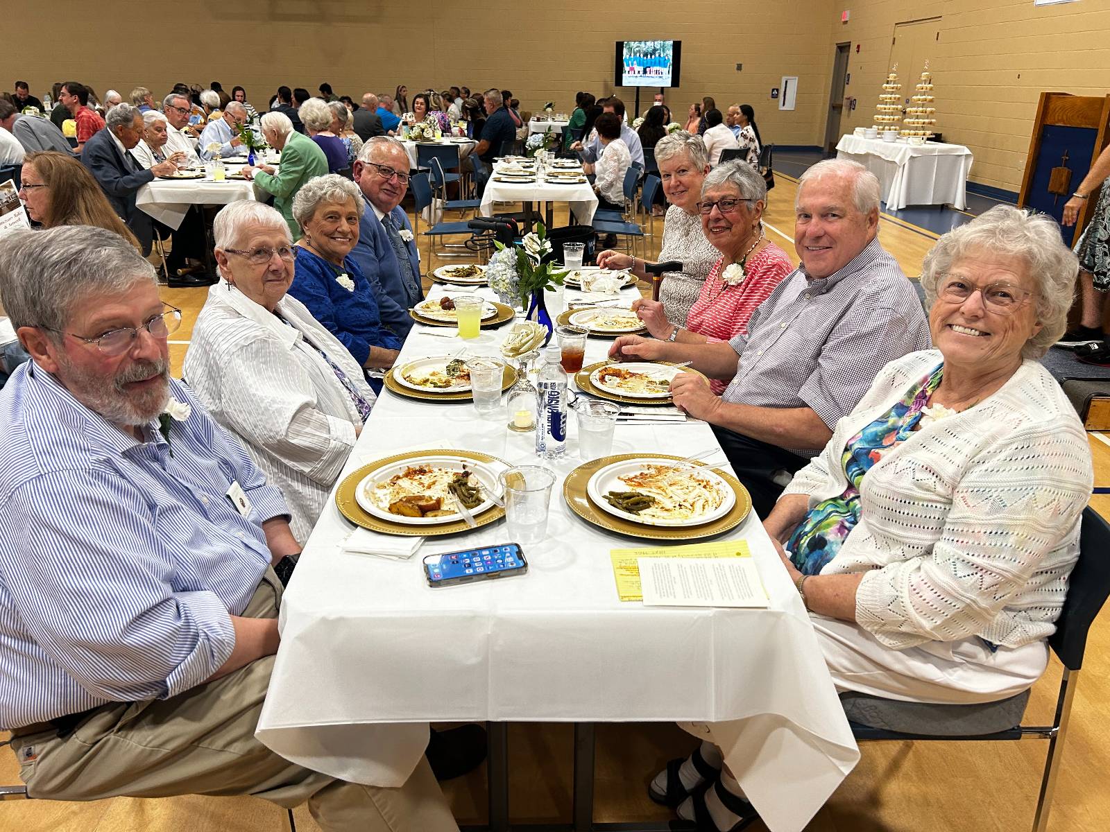 Original members of the parish enjoyed dining together.