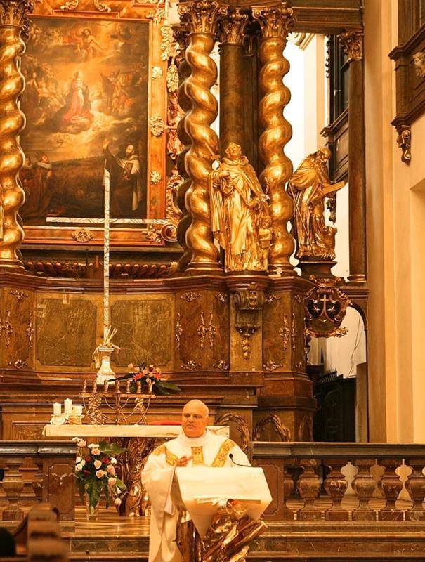  Monsignor Marcaccio leads parishioners on a pilgrimage.