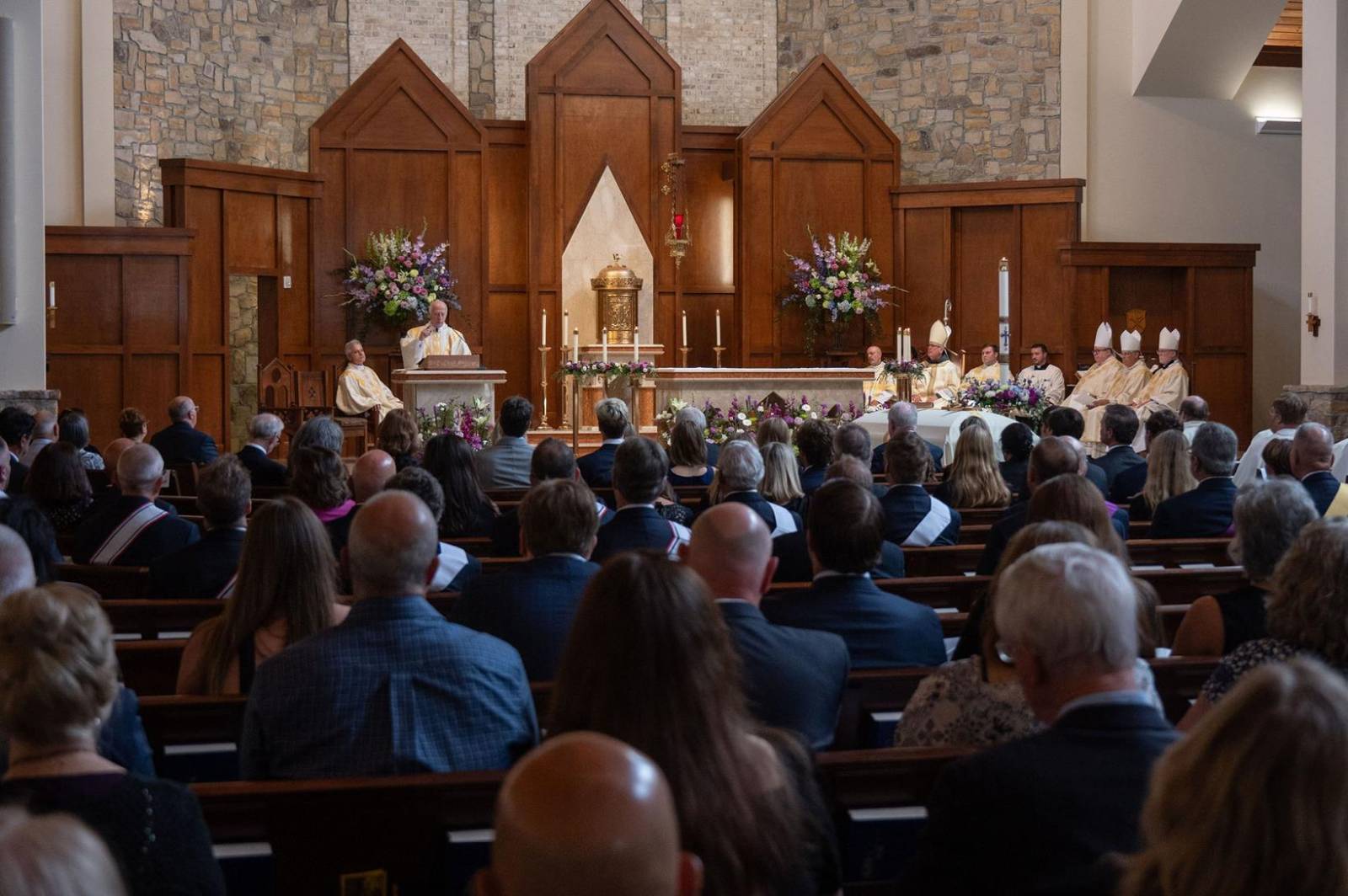 Father Timothy Nadeau, a close friend of Monsignor Marcaccio, delivers the homily.