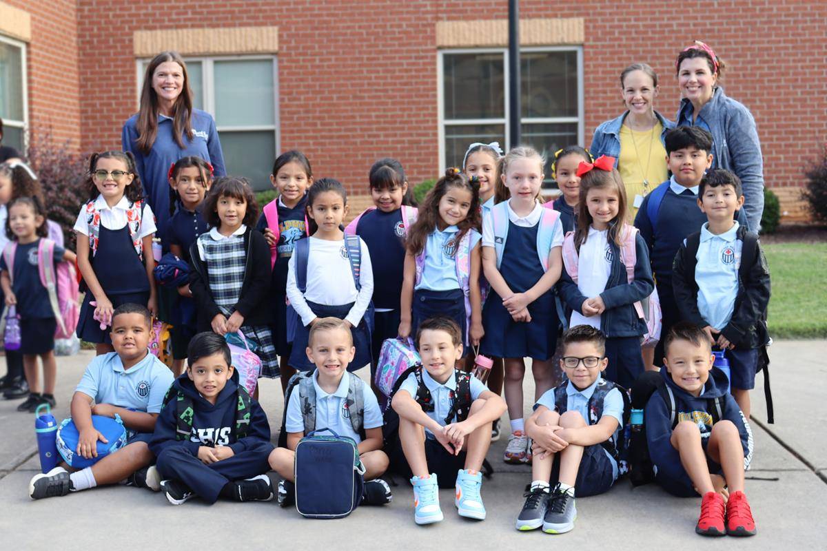 First graders are ready for the school year at Sacred Heart School in Salisbury.