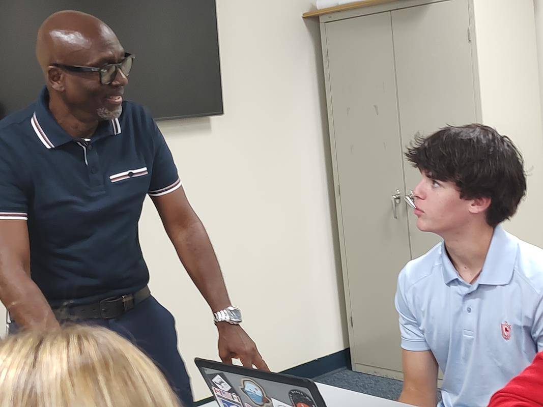 Students are getting settled in their classrooms on the first day of school at Charlotte Catholic High School.