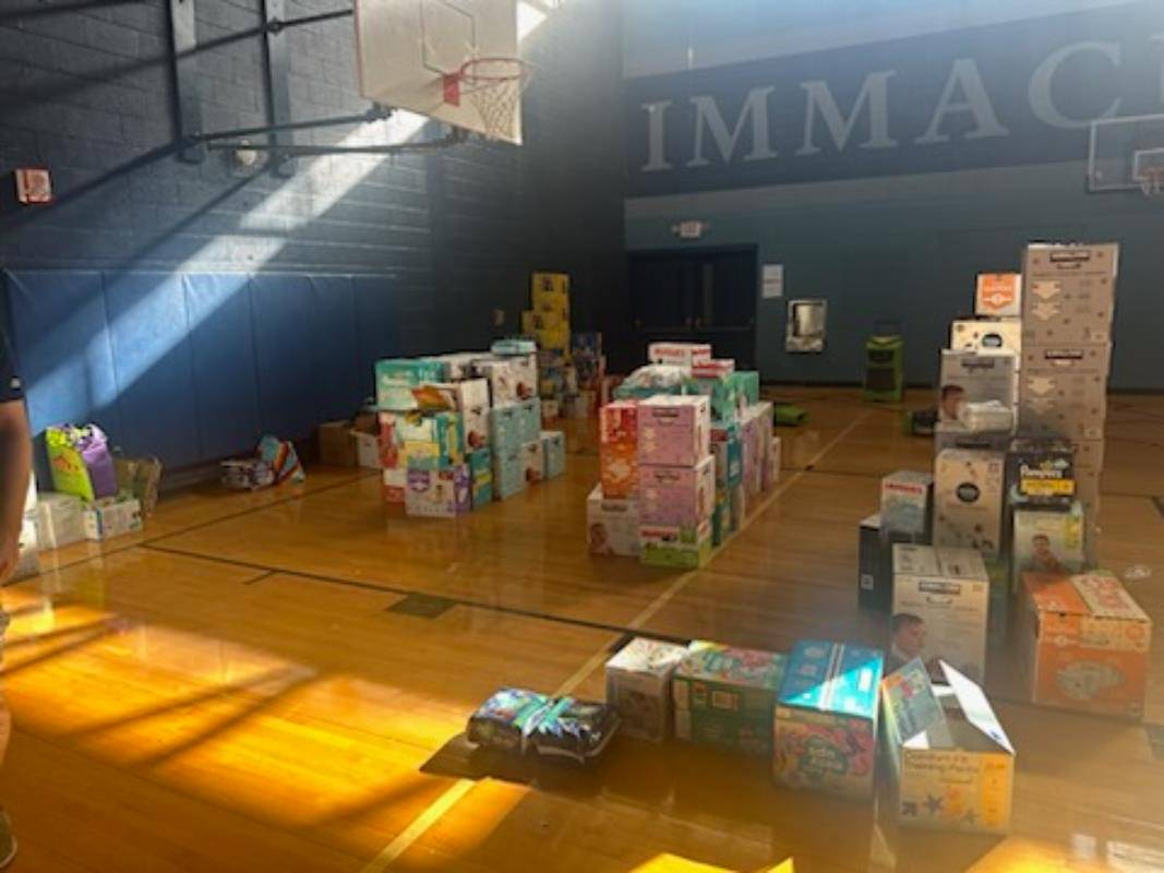 Immaculata School in Hendersonville has become a distribution center, handing out supplies to more than 1,500 families in a few days.