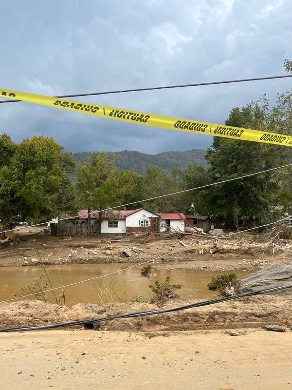 A look at the devastation just outside St. Margaret Mary Church in Swannanoa.