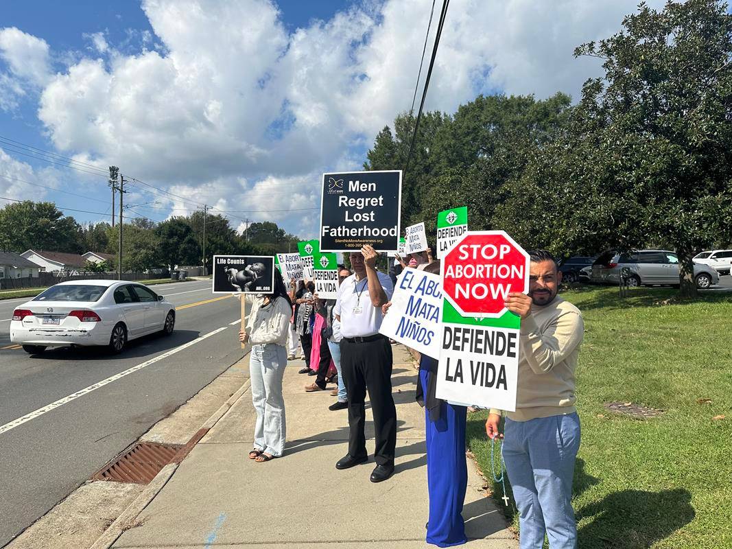 Life Chain in front of St. John Neumann Catholic Church