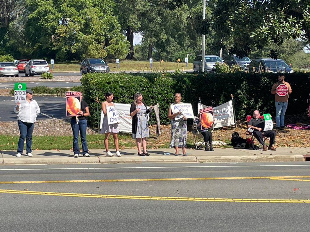 Life Chain in front of St. John Neumann Catholic Church