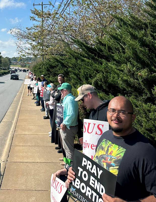 Many parishes joined together for a Life Chain in Winston-Salem.