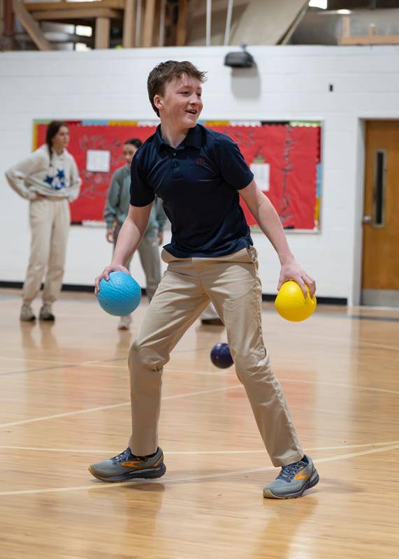 The final day of Catholic Schools Week at Holy Trinity Middle School started with some friendly competition in the gymnasium. Holy Trinity students and staff took to the court for several friendly games of dodgeball.