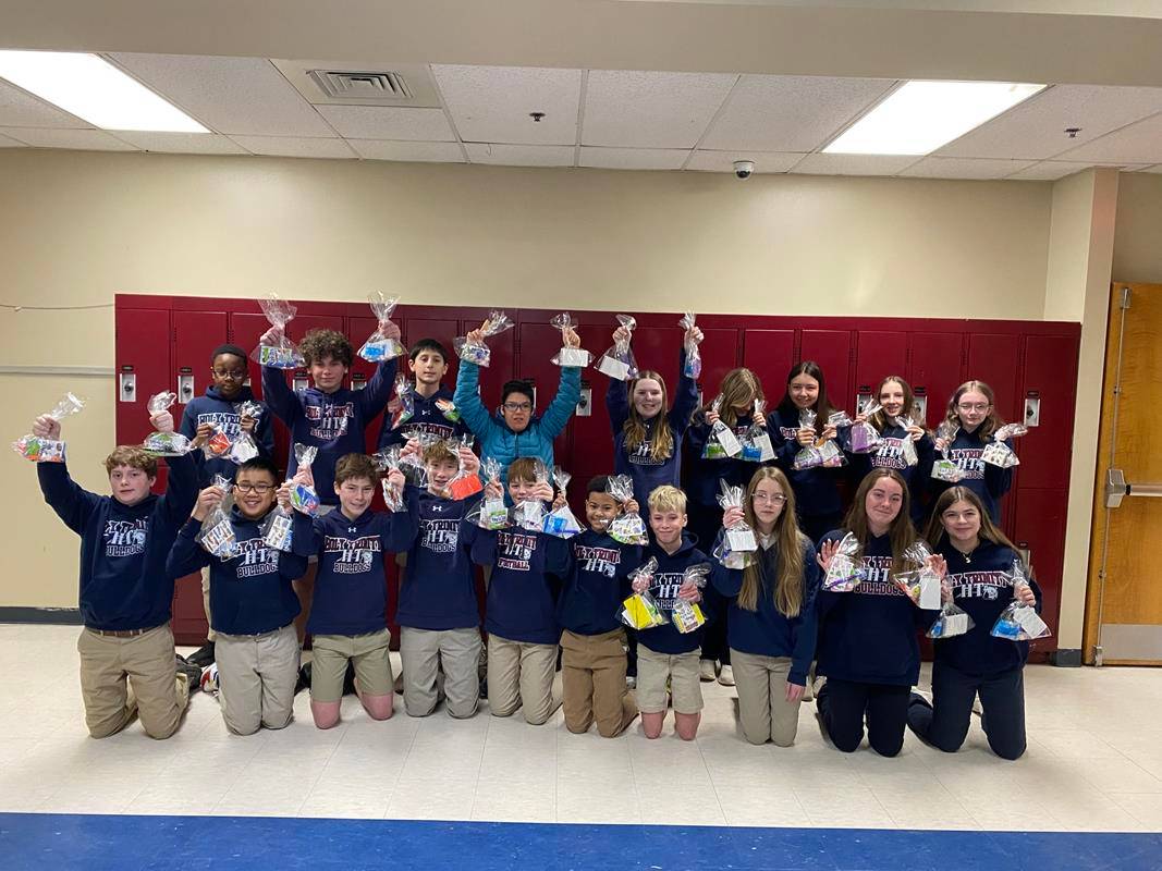 Celebrating Catholic School Week at Holy Trinity Middle School. Each grade performed a service project with the help of our generous PTO. Students supported Roof Above with giving socks, Bright Blessings with birthday bags and Boys and Girls Clubs of Char
