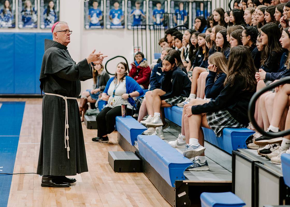 Bishop Martin visited Christ the King High School in Huntersville to start Catholic Schools Week.