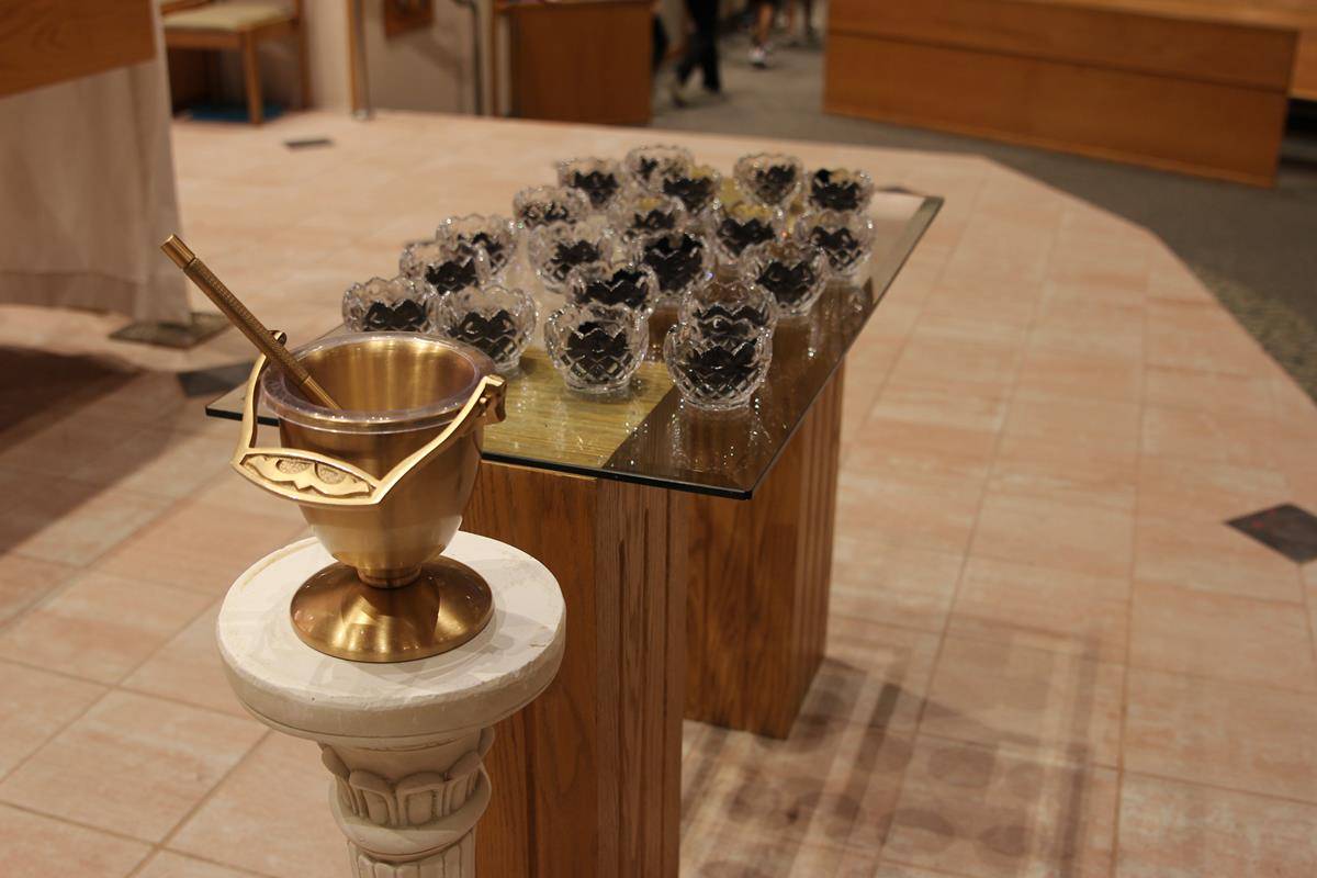 Students at St. Matthew School in Charlotte receive ashes for the start of Lent. 