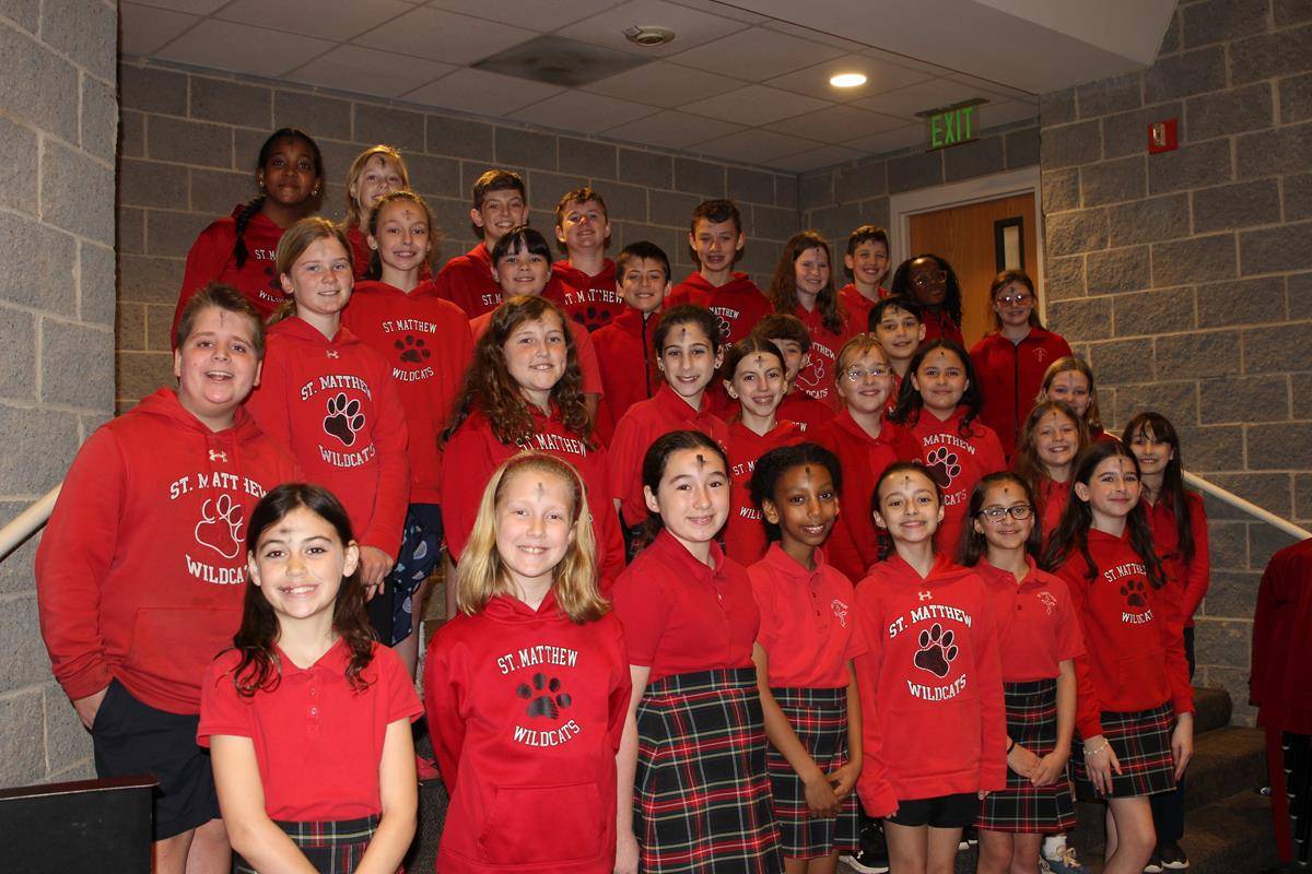 Father Darren Balkey presided over the Ash Wednesday children’s Mass at St. Matthew School in Charlotte.
